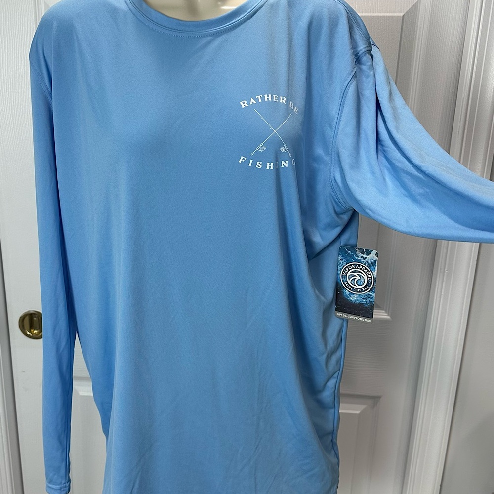 VAPOR APPAREL I’d rather be fishing BLUE long sleeve shirt 50+ sun protection L